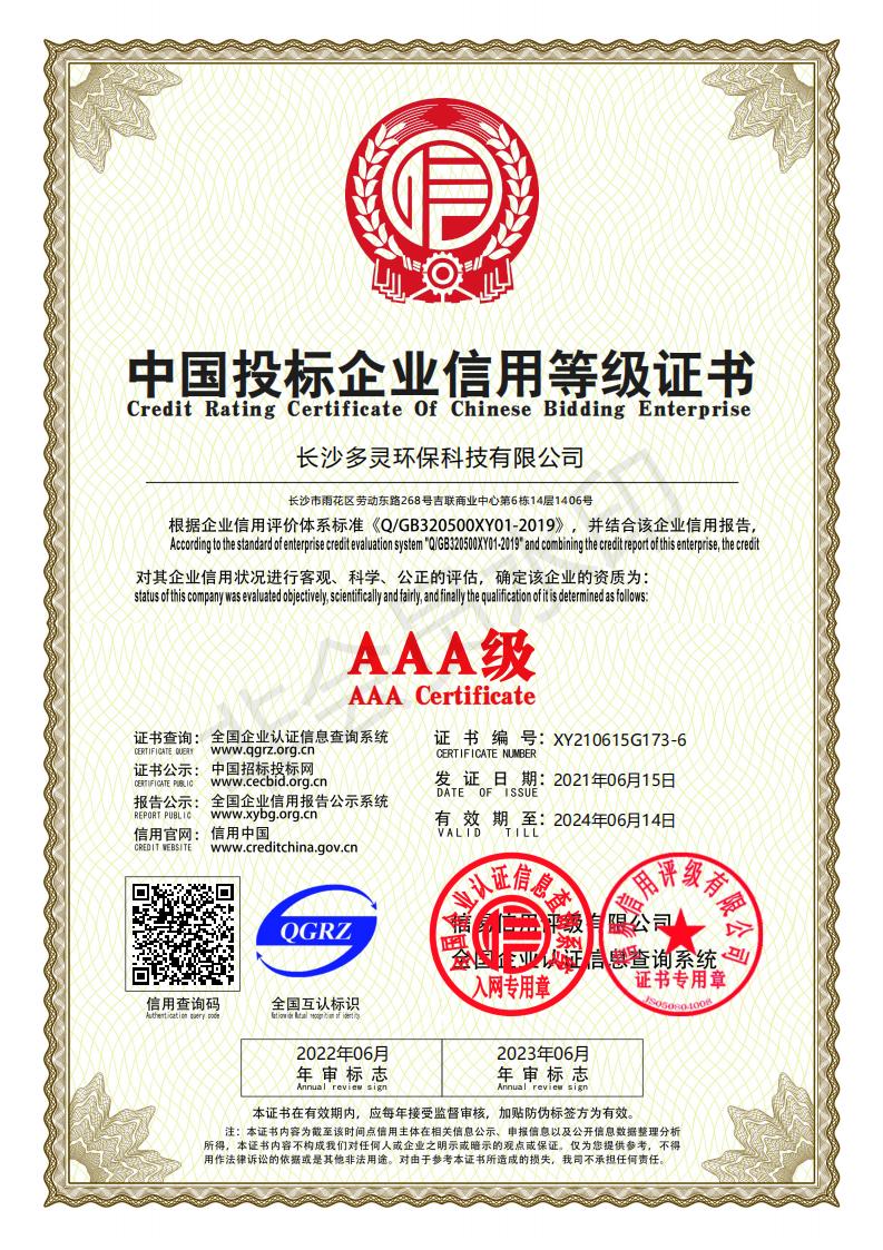 中國(guó)投標(biāo)企業(yè)信用等級(jí)證書(shū)